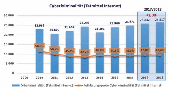 Statistik über Cyberkriminalität mit dem Tatmittel Internet, Inhalte im Bilduntertitel
