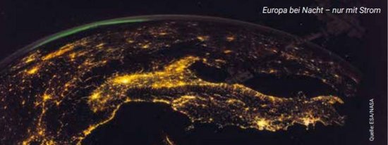 Europa bei Nacht – nur mit Strom