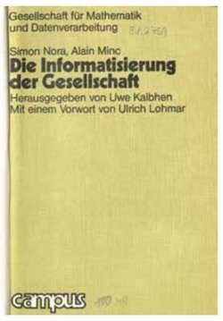 Gelbes Buch mit dem Titel "Die Informatisierung der Gesellschaft" von der Gesellschaft für Mathematik und Datenverarbeitung